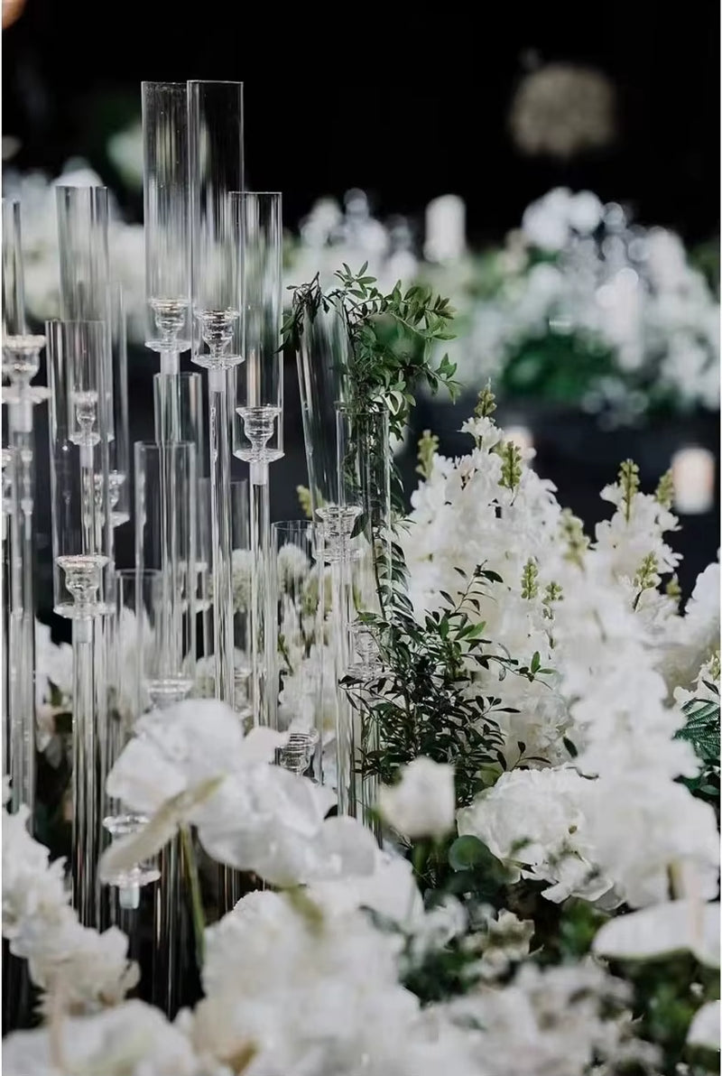 Acrylic Candle Holder - Elegant Vase-Style Table Ornament for Weddings and Celebrations