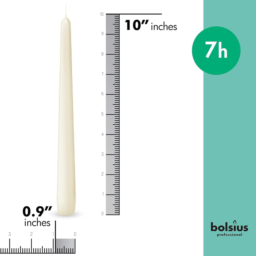 Tapered Dinner Candles (Pack of 100), Ivory, Length: 25.4 Cm/10 Inch, Wax Candles, Tabletop Restaurant Candles, Romantic Dining, P962