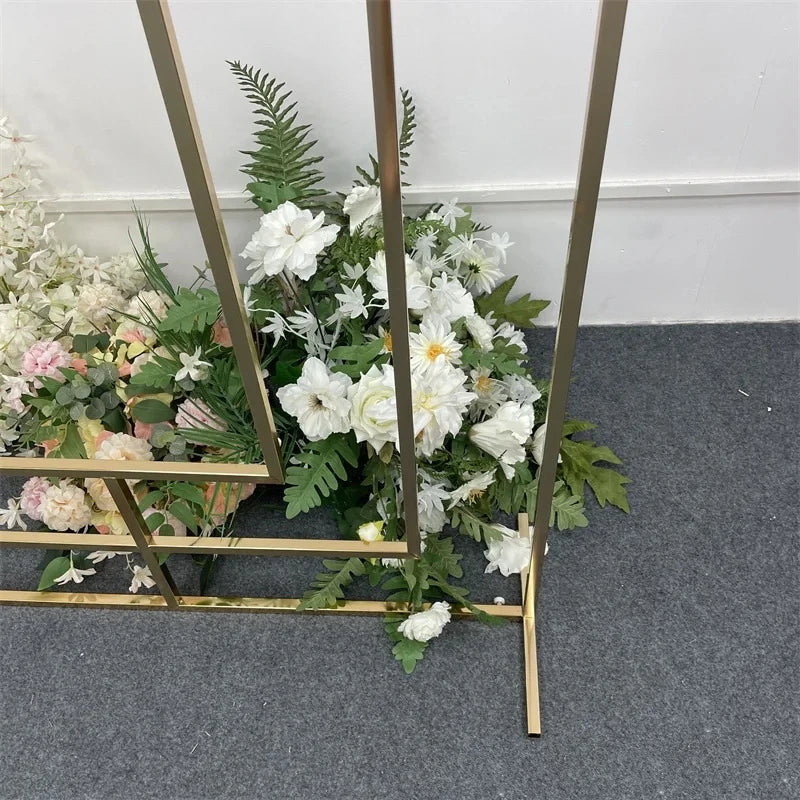 Gold Iron Wedding Arch - Metal Backdrop Stand for Outdoor/Indoor Ceremonies, Decorative Entrance, and Photo Booth Props