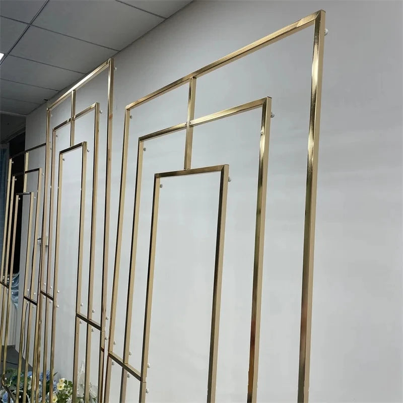 Gold Iron Wedding Arch - Metal Backdrop Stand for Outdoor/Indoor Ceremonies, Decorative Entrance, and Photo Booth Props