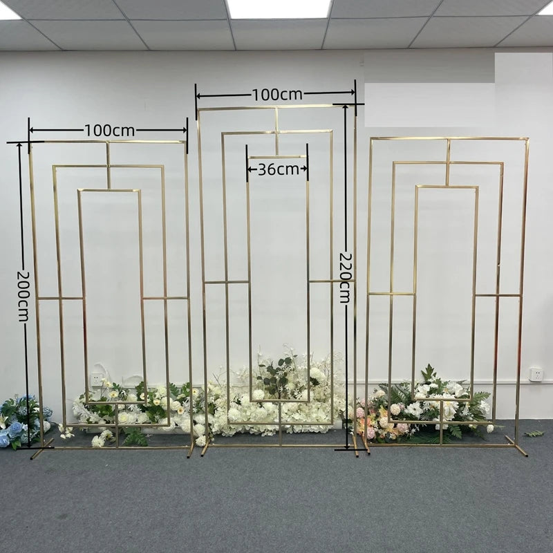 Gold Iron Wedding Arch - Metal Backdrop Stand for Outdoor/Indoor Ceremonies, Decorative Entrance, and Photo Booth Props