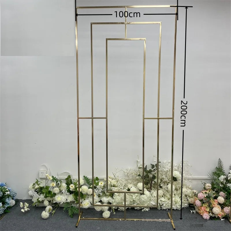 Gold Iron Wedding Arch - Metal Backdrop Stand for Outdoor/Indoor Ceremonies, Decorative Entrance, and Photo Booth Props