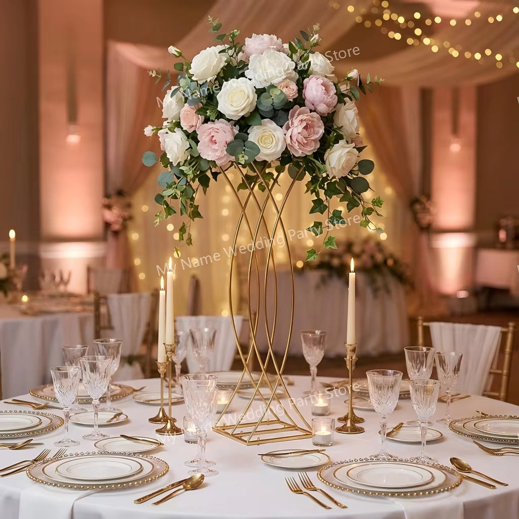 10-Piece Modern Geometric Flower Stand Set for Elegant Wedding Reception Centerpieces and Banquet Table Decor