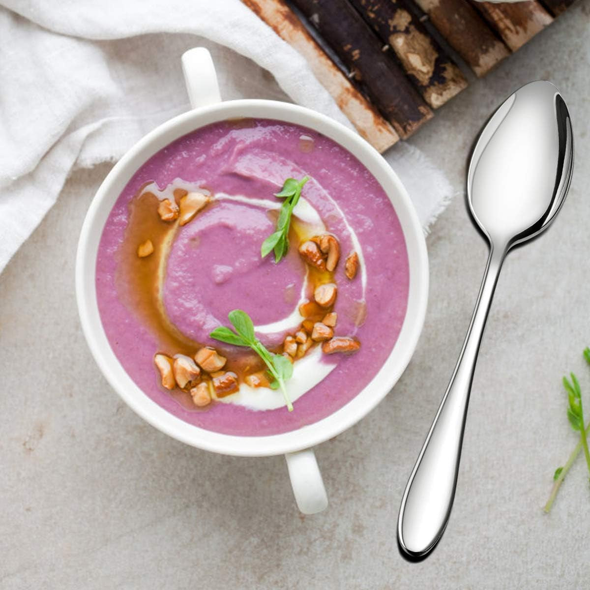 32 Piece Cutlery Flatware Set, 100% Durable Stainless Steel Silverware with Knife Spoon Fork, Service for 8, Dishwasher Safe/Mirror Polished (Elegant Series)