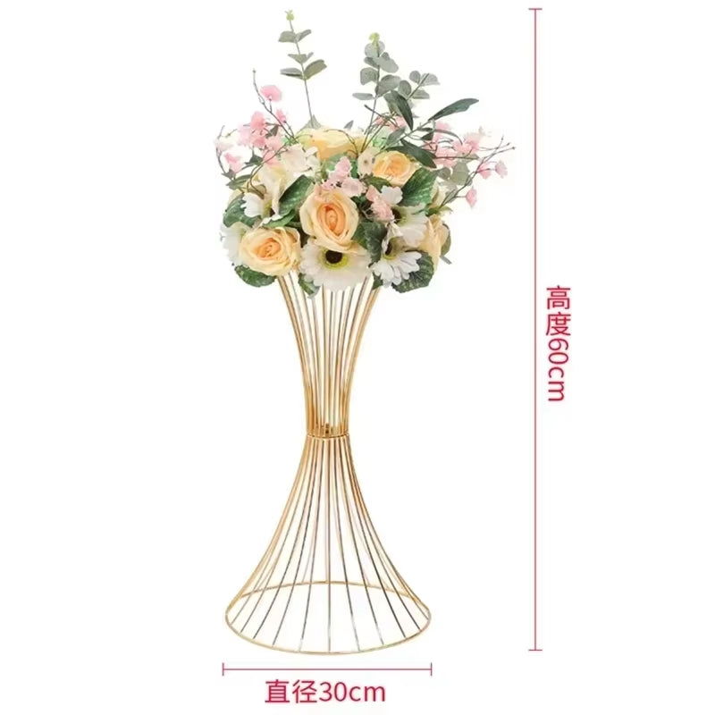 Gold Wrought Iron Vase for Weddings, Aisle Props, Table Centerpieces, and Home Outdoor Decor