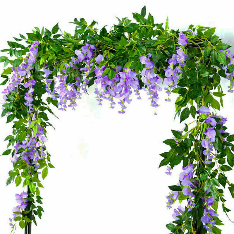 2X7FT Artificial Wisteria Vine Garland Foliage Plant Trailing Flower Home Decor