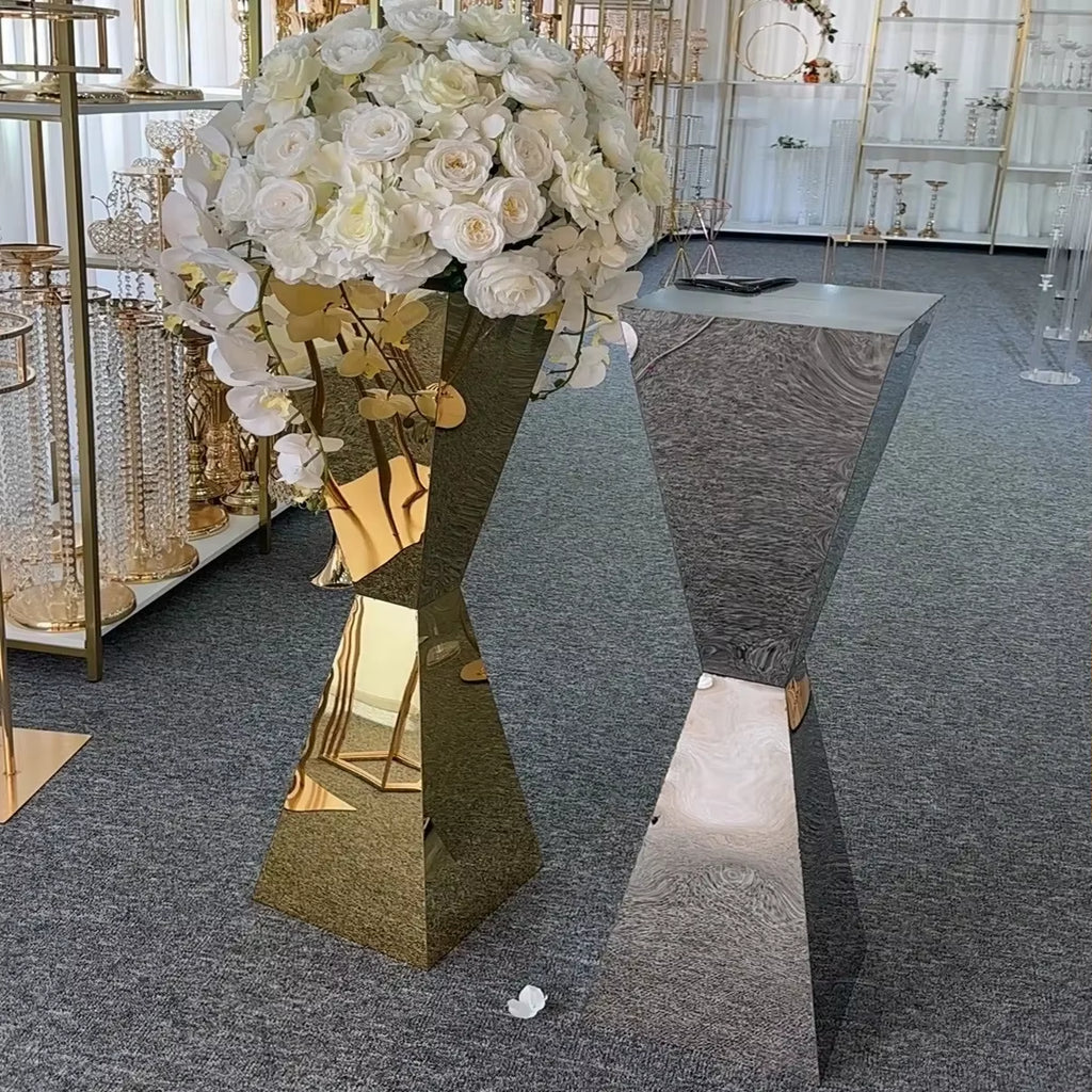 Stainless Steel Flower Stand Vases for Weddings and Events, Available in Sets of 1, 2, 5, 6, or 10 Pieces