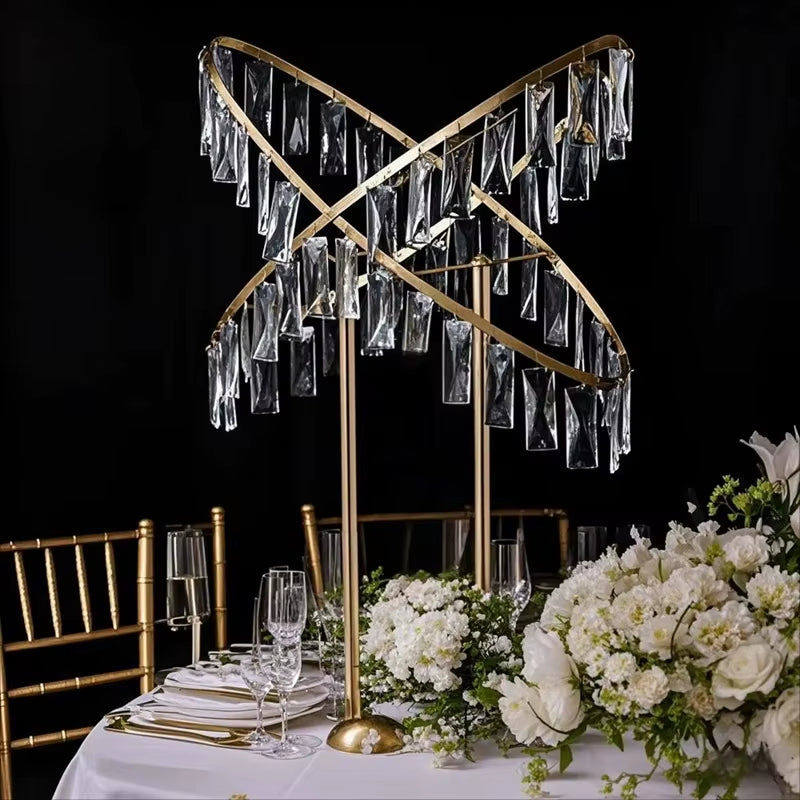 Luxury Crystal Flower Stand Set of 5, 77cm Tall Table Centerpiece Candle Holders for Weddings, Birthdays, and Home Decoration