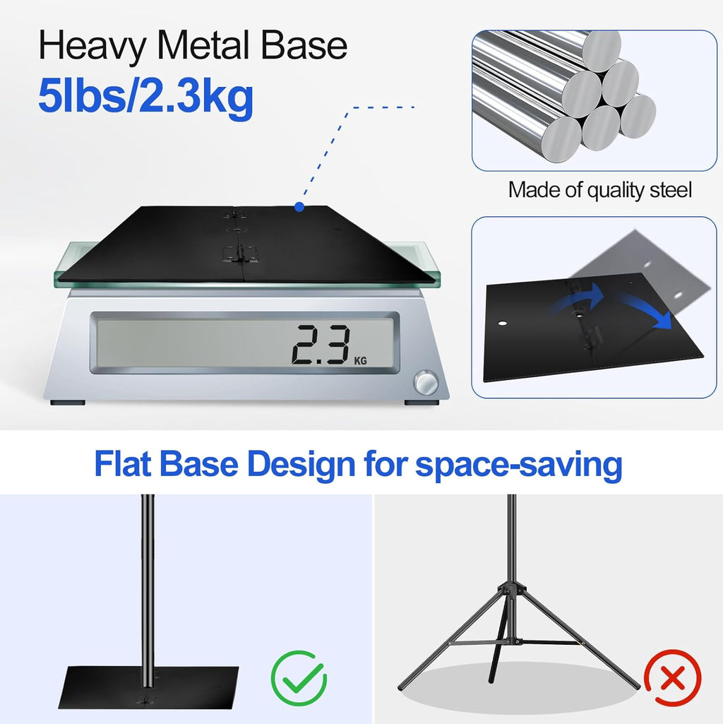 7X10Ft (2.1X3M) Photography Backdrop Stand for Parties, Adjustable Photo Pipe and Drape Background Back Drop Holder Frame Kit with Heavy Duty Metal Steel Base for Birthday Wedding - Black