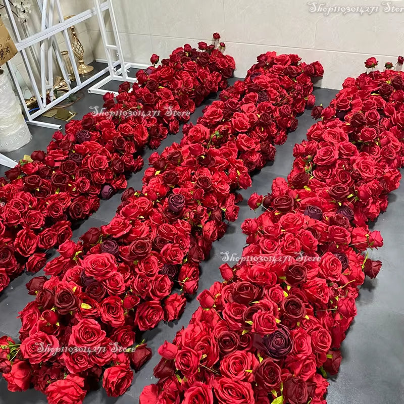 Red Artificial Rose Ferris Wheel Floral Arrangement for Wedding Table Decoration