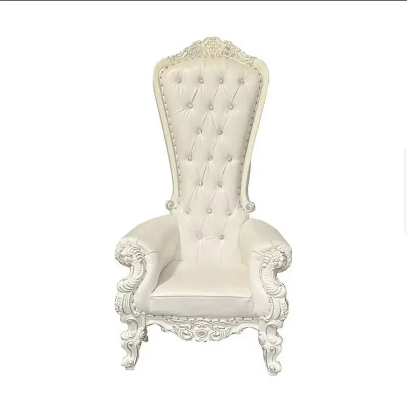 Furniture for Party Hotel Decor Luxury King Throne Chair Mahogany Sungkai High Back Silver White Royal Antique