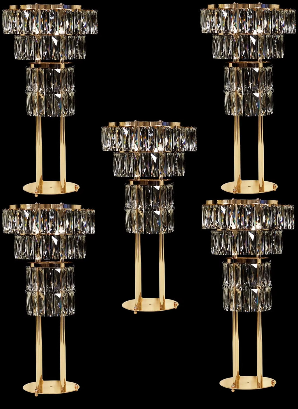 Electroplated Iron Crystal Vase Flower Stand - Ferris Wheel Table Centerpiece for Weddings and Events