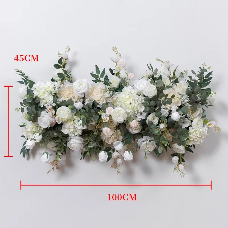 100CM European Peony Rose Floral Arrangement for Outdoor Wedding Decoration, Background Wall Display, and Dining Table Centerpiece with Striped Accents
