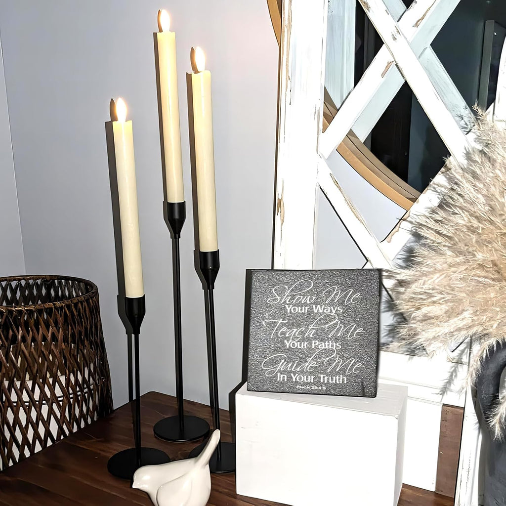 Candle Holder, Black Candlestick Holders Set of 6, Metal Taper Black Candle Holders, Tall Candle Holder, Fits 3/4 Inch Thick Candle&Led Candles, for Table Centerpiece, Mantels, Weddings, Dining, Party