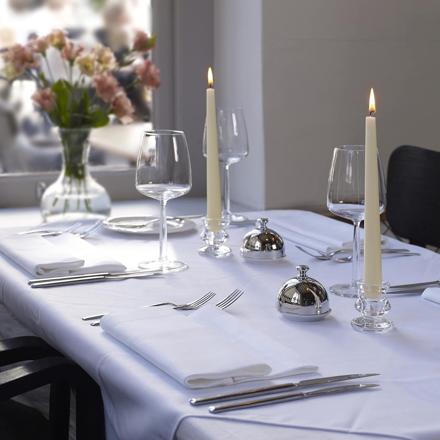 Tapered Dinner Candles (Pack of 100), Ivory, Length: 25.4 Cm/10 Inch, Wax Candles, Tabletop Restaurant Candles, Romantic Dining, P962