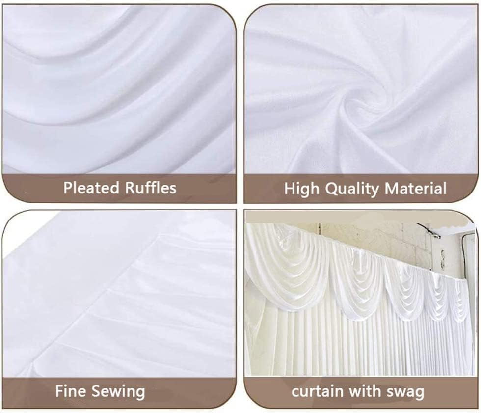 White Backdrop Curtain 10Ft X 10Ft Wrinkle Free Photography Curtains Detachable Smooth Ice Silk Pleated Backdrop Curtains for Weddings Birthday Photography Background Party Baby Shower