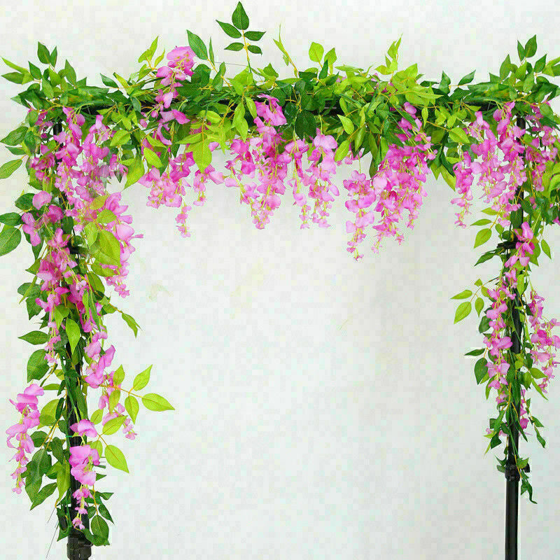 2X7FT Artificial Wisteria Vine Garland Foliage Plant Trailing Flower Home Decor