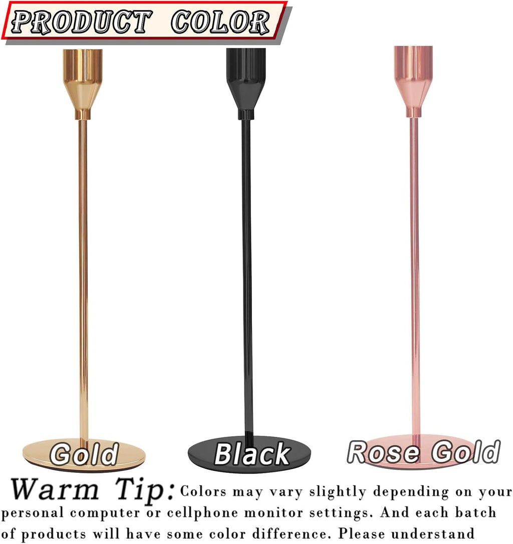 Candle Holder, Black Candlestick Holders Set of 6, Metal Taper Black Candle Holders, Tall Candle Holder, Fits 3/4 Inch Thick Candle&Led Candles, for Table Centerpiece, Mantels, Weddings, Dining, Party