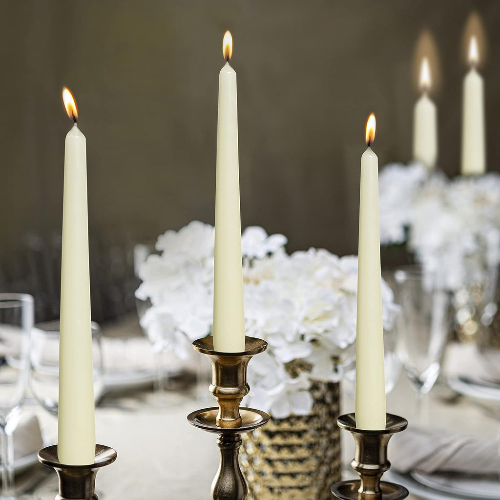 Tapered Dinner Candles (Pack of 100), Ivory, Length: 25.4 Cm/10 Inch, Wax Candles, Tabletop Restaurant Candles, Romantic Dining, P962