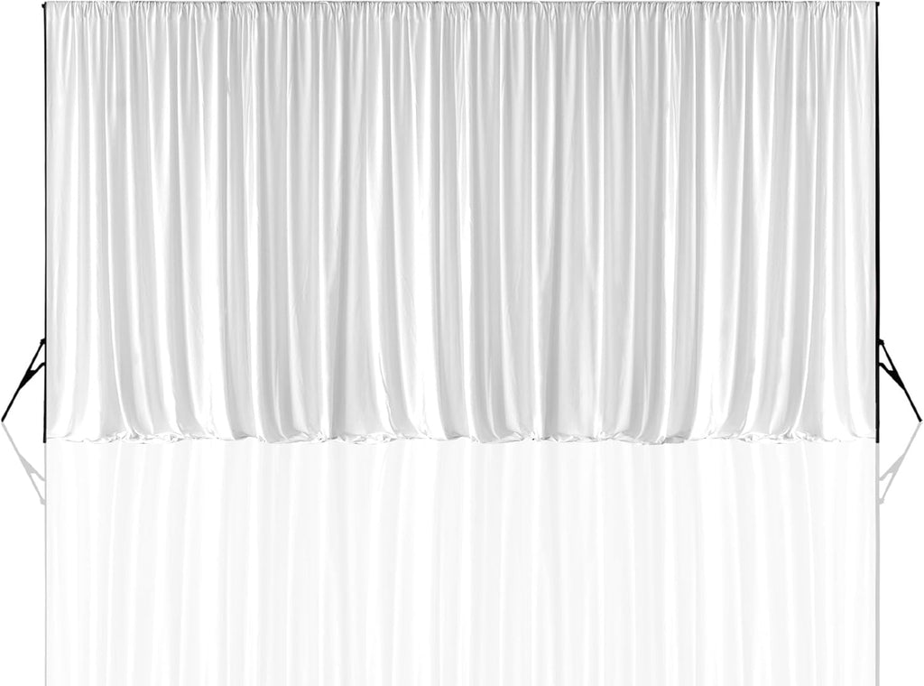 Pleated White Silk Backdrops Decorative Curtain Background 150GSM Fabric Backdrop for Christmas, Weddings, Parties, Events, Photography, 3 Metres X 6 Metres