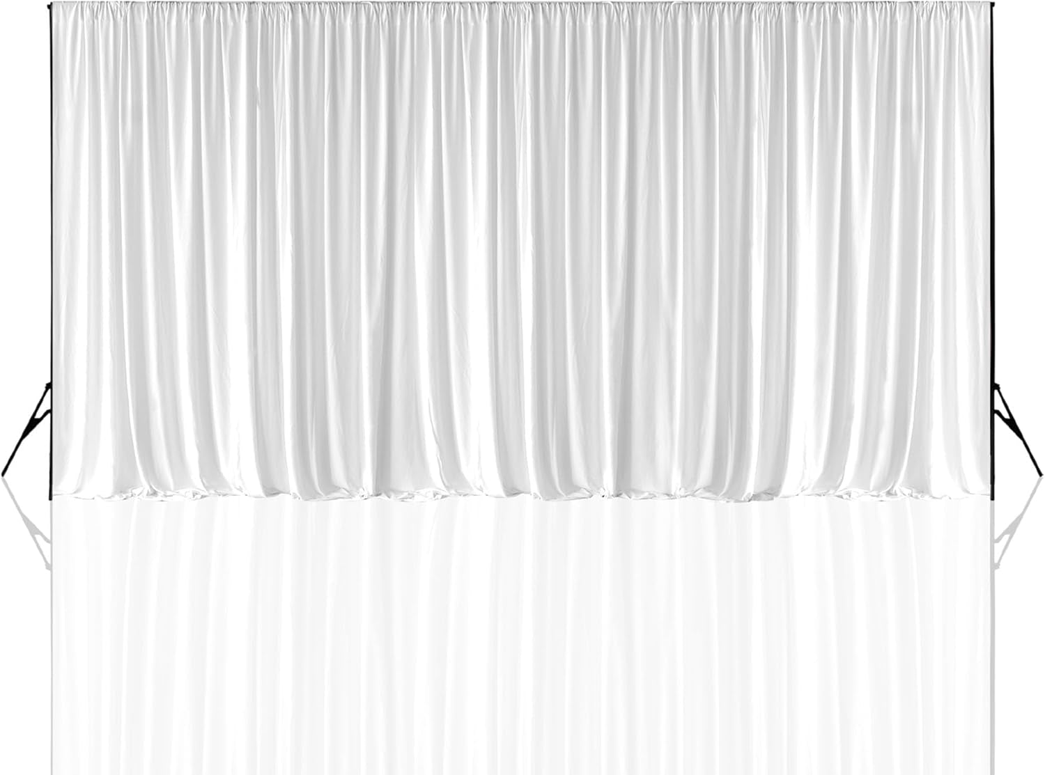 Pleated White Silk Backdrops Decorative Curtain Background 150GSM Fabric Backdrop for Christmas, Weddings, Parties, Events, Photography, 3 Metres X 6 Metres