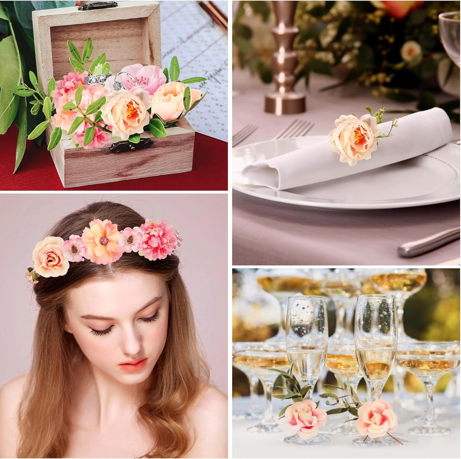 30 PCS Artificial Flowers Heads for Decoraiton, Faux Flower Heads for Cake Decorations Crafting Wedding Party Hair Accessory Home Décor, Pink Peony Roses Hydrangea