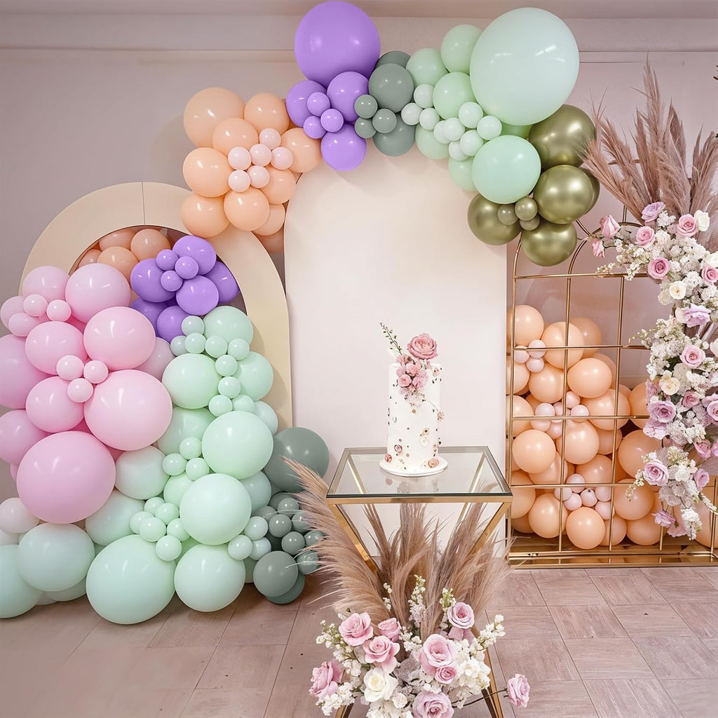 Fairy Balloon Arch Garland Kit, 125Pcs Sage Green Pink Purple and Green Gold Spring Balloons for Girl Wonderland Fairy First Birthday Baby Shower Tea Party Wedding Wildflower Party Decorations