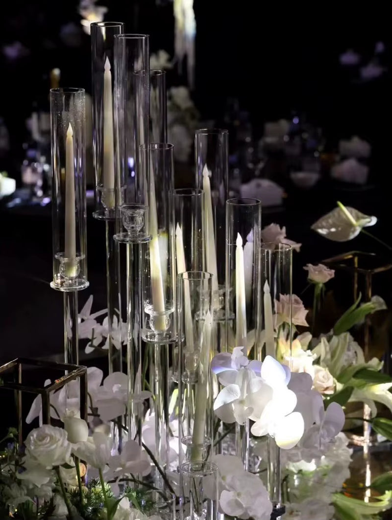 Acrylic Candle Holder - Elegant Vase-Style Table Ornament for Weddings and Celebrations