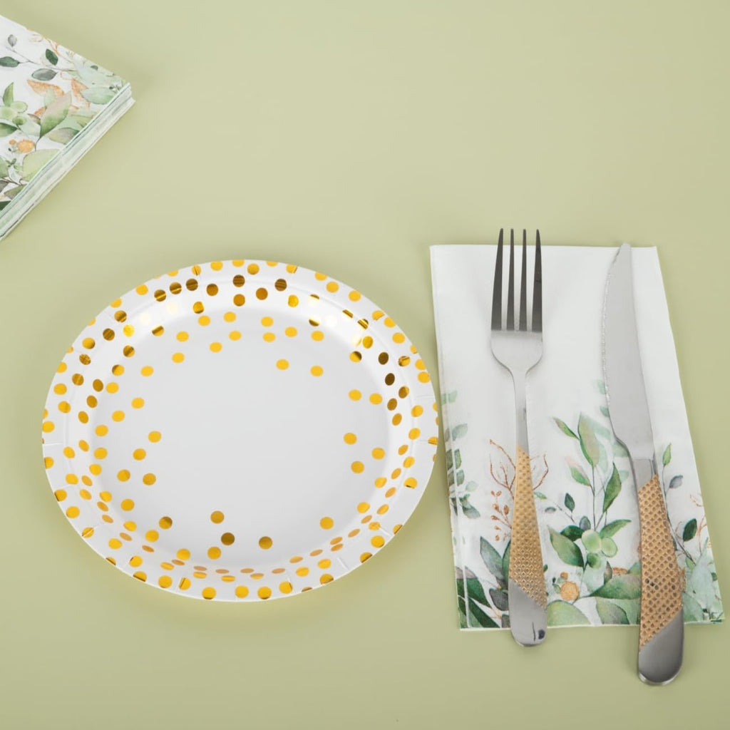 100PCS Sage Green Eucalyptus Napkins - Disposable Paper Serviettes with Greenery Print - Extra Large 40X33Cm Guest Towels for Party Decoration