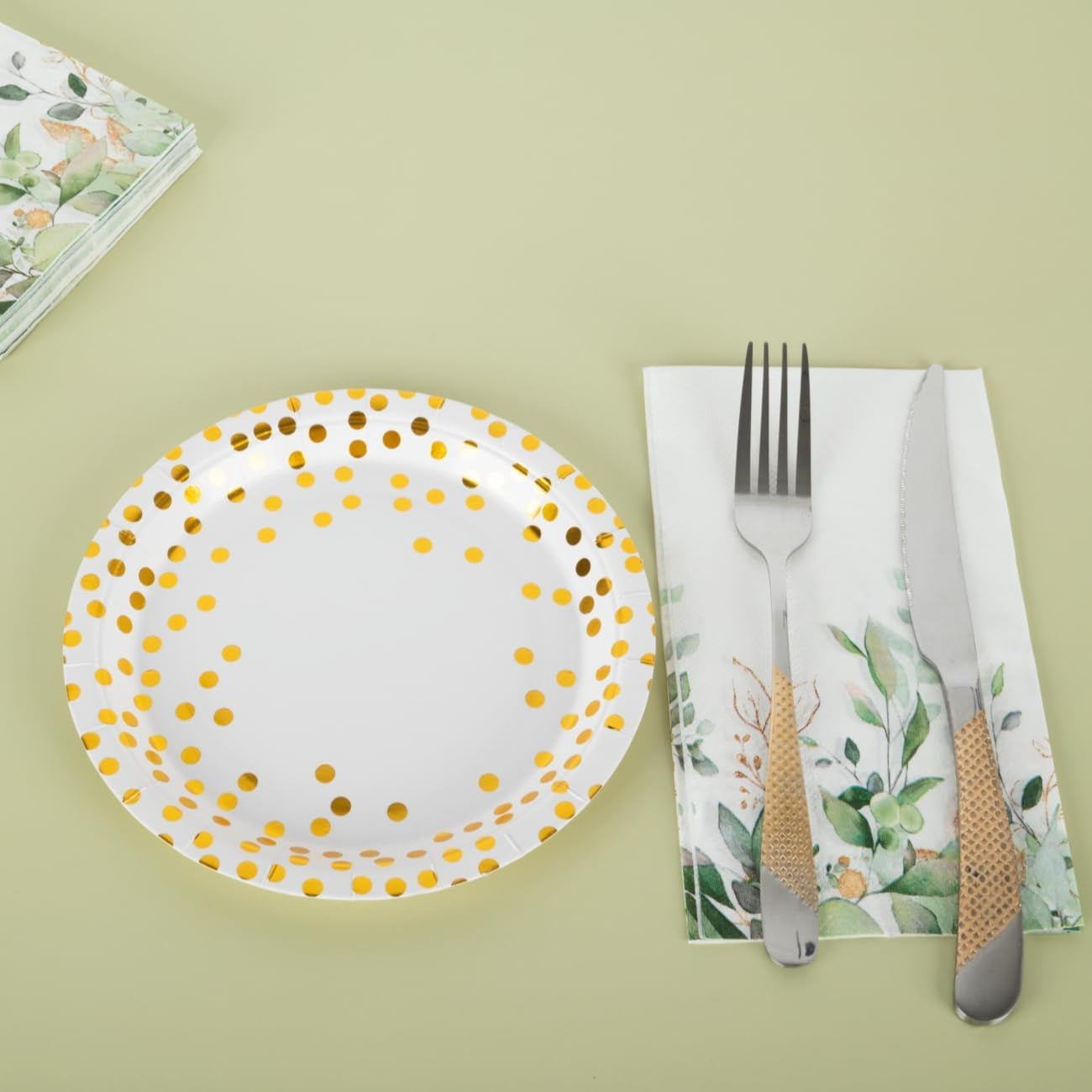 100PCS Sage Green Eucalyptus Napkins - Disposable Paper Serviettes with Greenery Print - Extra Large 40X33Cm Guest Towels for Party Decoration