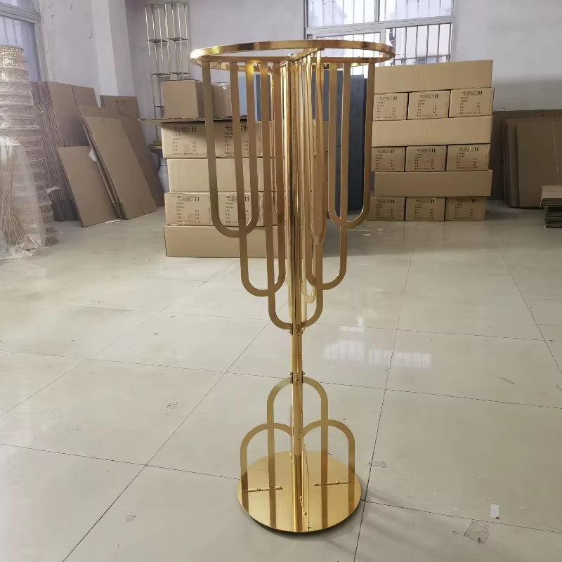 Wedding Metal Gold Flower Stand Vase Arch Tree Centerpieces for Modern Table Decoration - Available in Sets of 2, 5, 6, or 10 Pieces