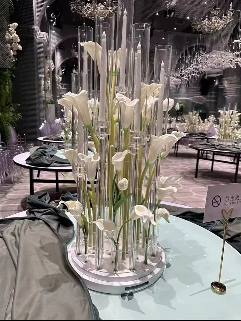 Acrylic Candle Holder - Elegant Vase-Style Table Ornament for Weddings and Celebrations