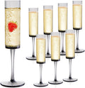 Set of 8 Acrylic Champagne Flutes, 6 Oz Unbreakable Champagne Glasses Reusable Champagne Toasting Cups, Shatterproof Stemmed Champagne Goblets for Party, Wedding, Event