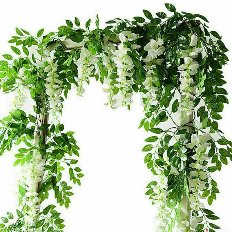 2X7FT Artificial Wisteria Vine Garland Foliage Plant Trailing Flower Home Decor