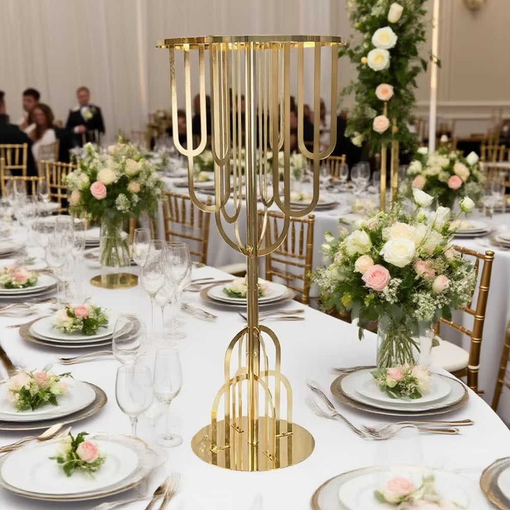 Wedding Metal Gold Flower Stand Vase Arch Tree Centerpieces for Modern Table Decoration - Available in Sets of 2, 5, 6, or 10 Pieces